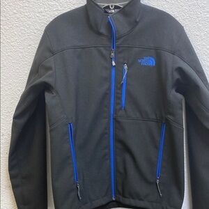 The North Face Men's Black Jacket with Blue Accents